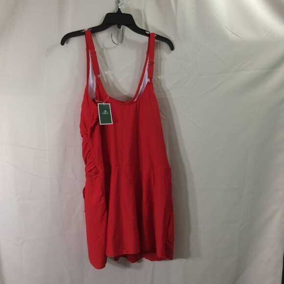 NEW Eomenie Swim Dress 1 Piece Swimsuit Red Stretch Tie Up Skirt 20W - Picture 3 of 5